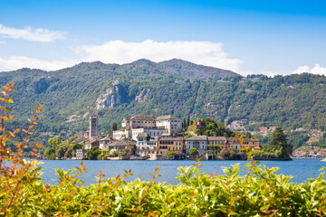 The famous St. George Island in the Orta Lake, one of the most famous small italian island (Lombardy and Piemonte region - Italy)