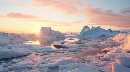 Fototapete Rund Generative AI Setting sun over Antarctic glaciers © vadosloginov