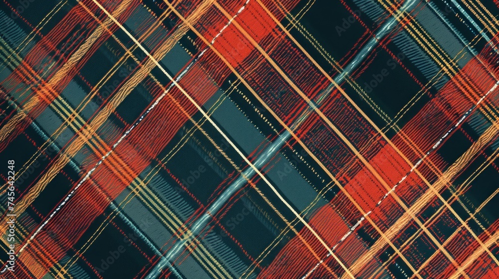 Poster Generative AI Small-scale tartan textile pattern, precise lines, classic colors, seamless backdrop