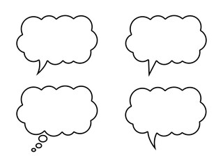 Thought bubble line icon. Speech or think bubble, empty communication cloud. Set of vector design elements. Editable stroke.