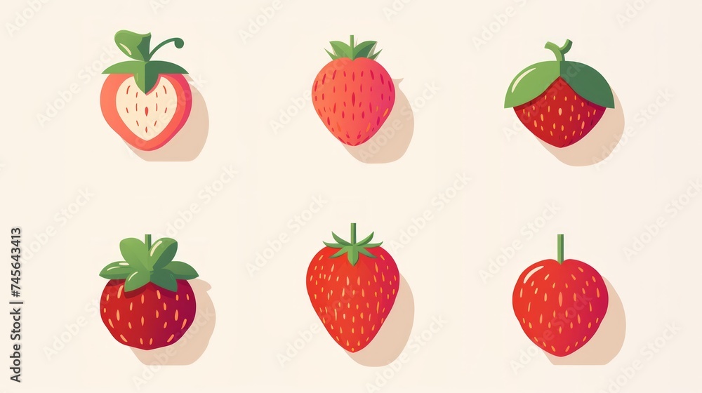 Poster generative ai set of strawberries