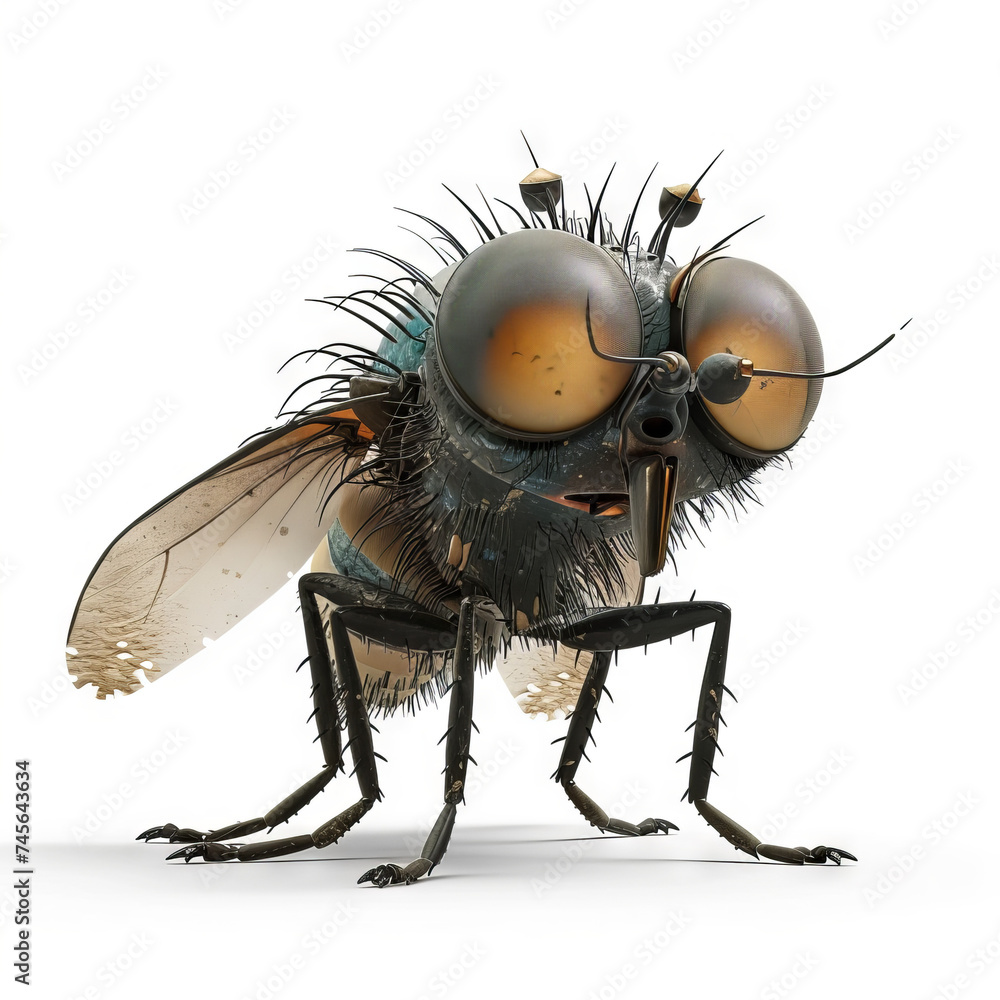 Wall mural 3d fly character on white background