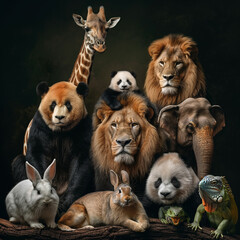Fototapeta premium Celebrating World Wildlife Day | A Diverse Gathering of Endangered Species | World Wildlife Day