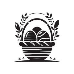 Chic Black Vector Decorative Basket Silhouette Collection: Ideal for Easter, Crafts, Designs, and Stylish Decor Projects.