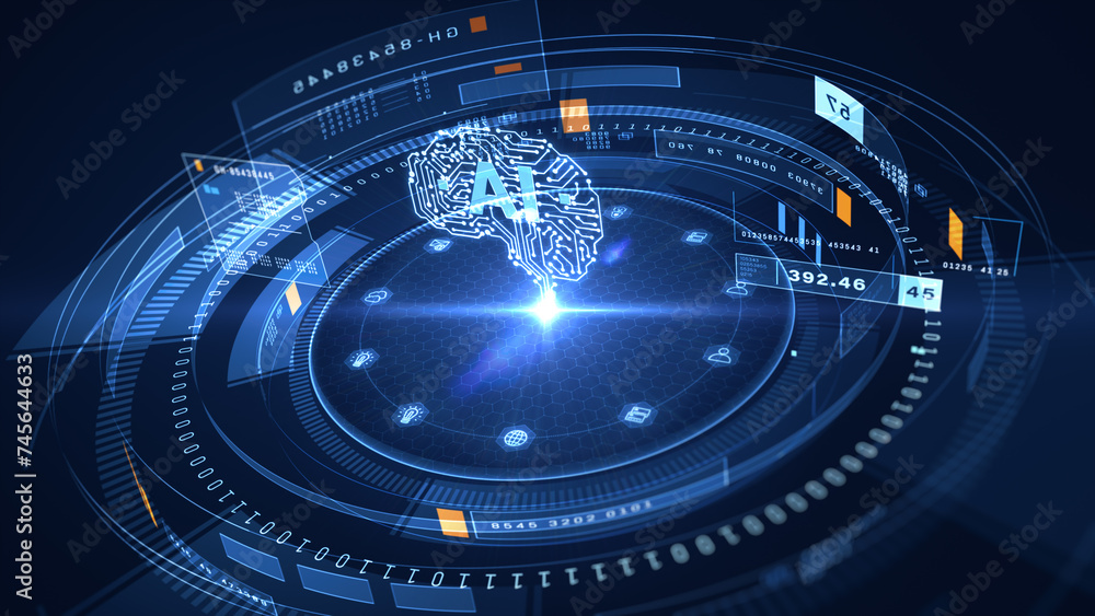 Aufkleber innovative artificial intelligence interface featuring a digital brain, symbolizing ai capabilities 