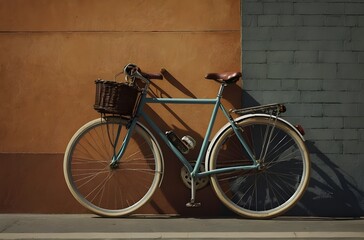 Fototapeta na wymiar Leaning Against Time: A Vintage Bicycle’s Tale in the City, generative AI