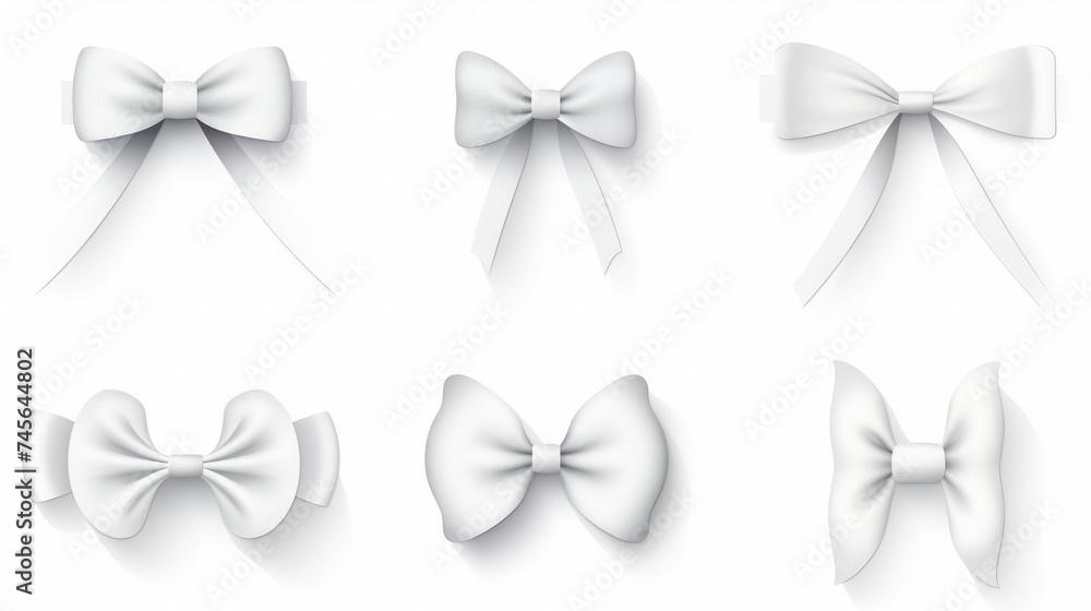 Aufkleber generative ai set of different white ribbons, on a white isolated background