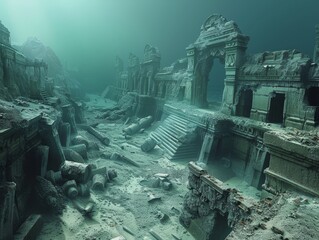 Underwater archaeology, unearthing submerged histories, civilizations beneath waves - obrazy, fototapety, plakaty