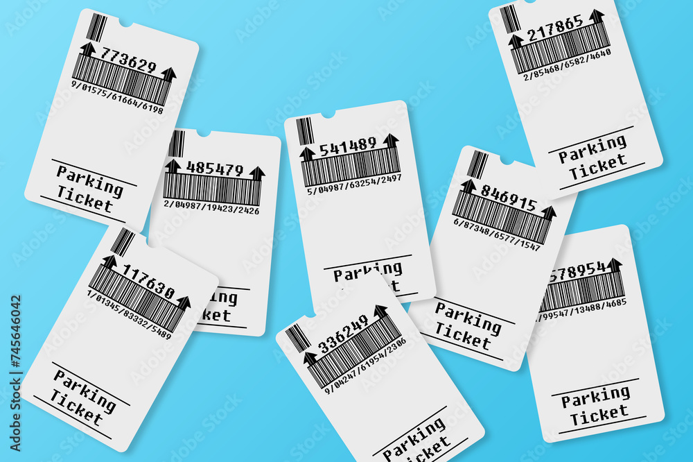 Poster ticket for parking area concept image - bar code and code numbers are completely made up