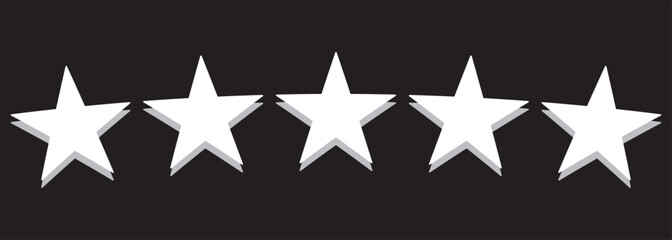 Star icon collection. Star vector icons set with shadow. White stars different shapes isolated on transparent background. Stars in modern flat style. Vector design element.