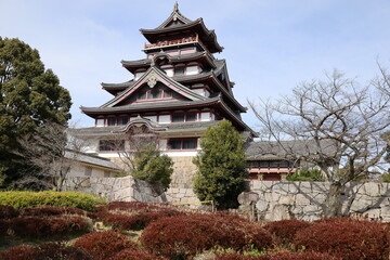  A Japanese castle : a scene of the donjon of Fushimi-jyo Castle in Kyoto 日本のお城：京都にある伏見城の天守閣の風景