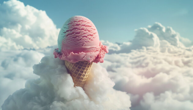 Colorful ice cream with clound on the sky. 