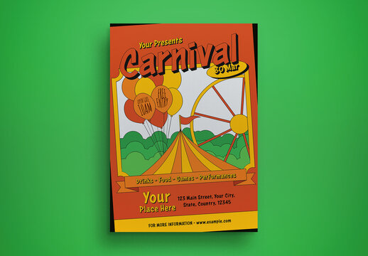 Red Flat Design Carnival Flyer Layout