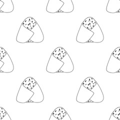 Seamless pattern with onigiri for decorative print, wrapping paper, menu, wallpaper and fabric
