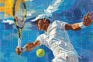 Tennis game puzzle illustration