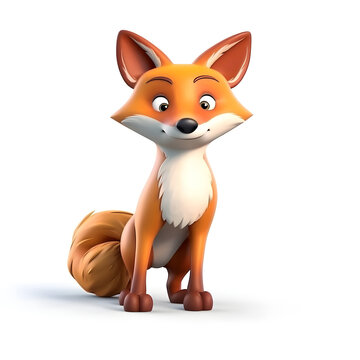 photo of 3d cartoon character of brown fox animal