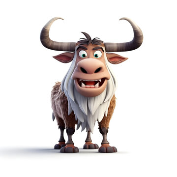 photo of realistic 3d cartoon character of bull animal