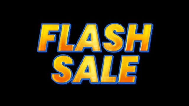Flash sale banner text animation with fused particle effects. Text animation with transparent background (Alpha Channel). Can be used for news broadcast production or TV stations etc.