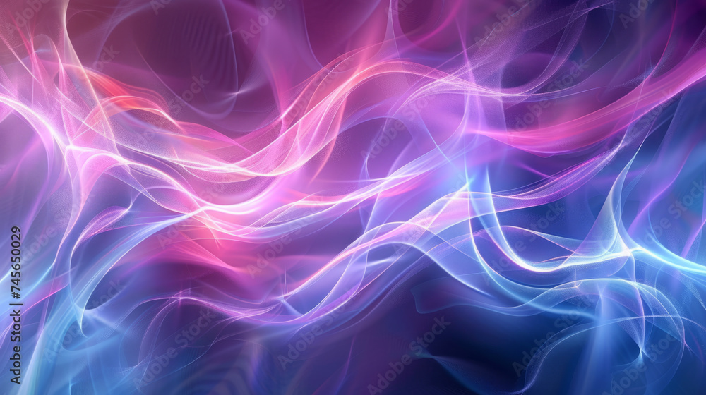 Poster abstract background featuring swirling lines of light in vibrant pink and blue hues on a dark backdr