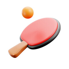 3d Table Tennis Racket with Ball. 3D Ping-pong bat. Sport and Game competition concept. 3D render Cartoon Style