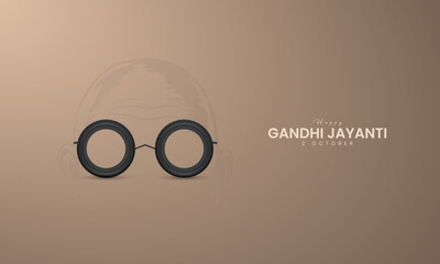 Happy Gandhi Jayanti.Gandhi's eyeglasses with the Indian flag. 3D Illustration