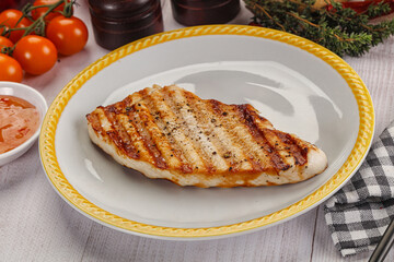 Grilled turkey fillet steak with sauce
