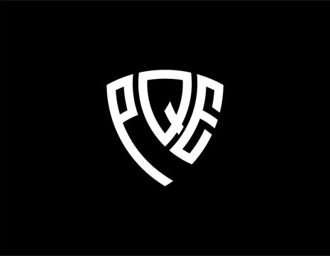 PQE creative letter shield logo design vector icon illustration