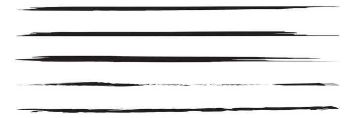 Strikethrough lines collection. Set of hand drawn freehand emphasis elements, underline, marker or ball pen line, crossed scribble stripe. Vector illustration., Eps 10.