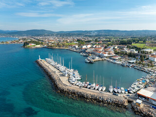 Aerial drone view of Urla district of Izmir, Turkey's third largest city. Iskele - Urla - Turkey