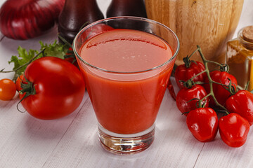 Fresh Tomato juice in the glass