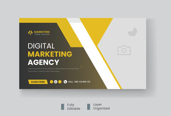Corporate business and digital marketing youtube thumbnail or web banner template