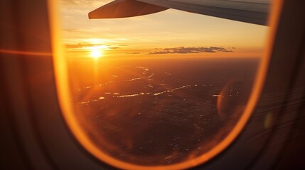 A Sunset View From a Plane Focusing on the Golden Hour