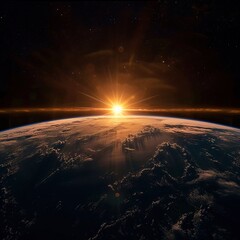 A Sunset View From the Space Focusing on the Golden Hour