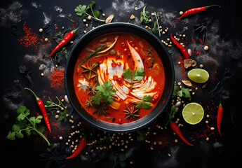 Kimchi soup and condiments, generative ai