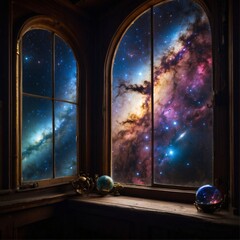 Window View of Sky and Stars