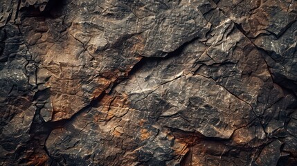 A dark brown rough mountain surface with cracks,