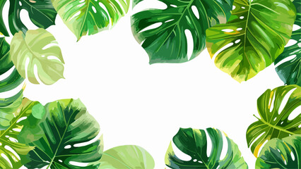 background illustration vector of monstera leaves. free copy space in the middle.