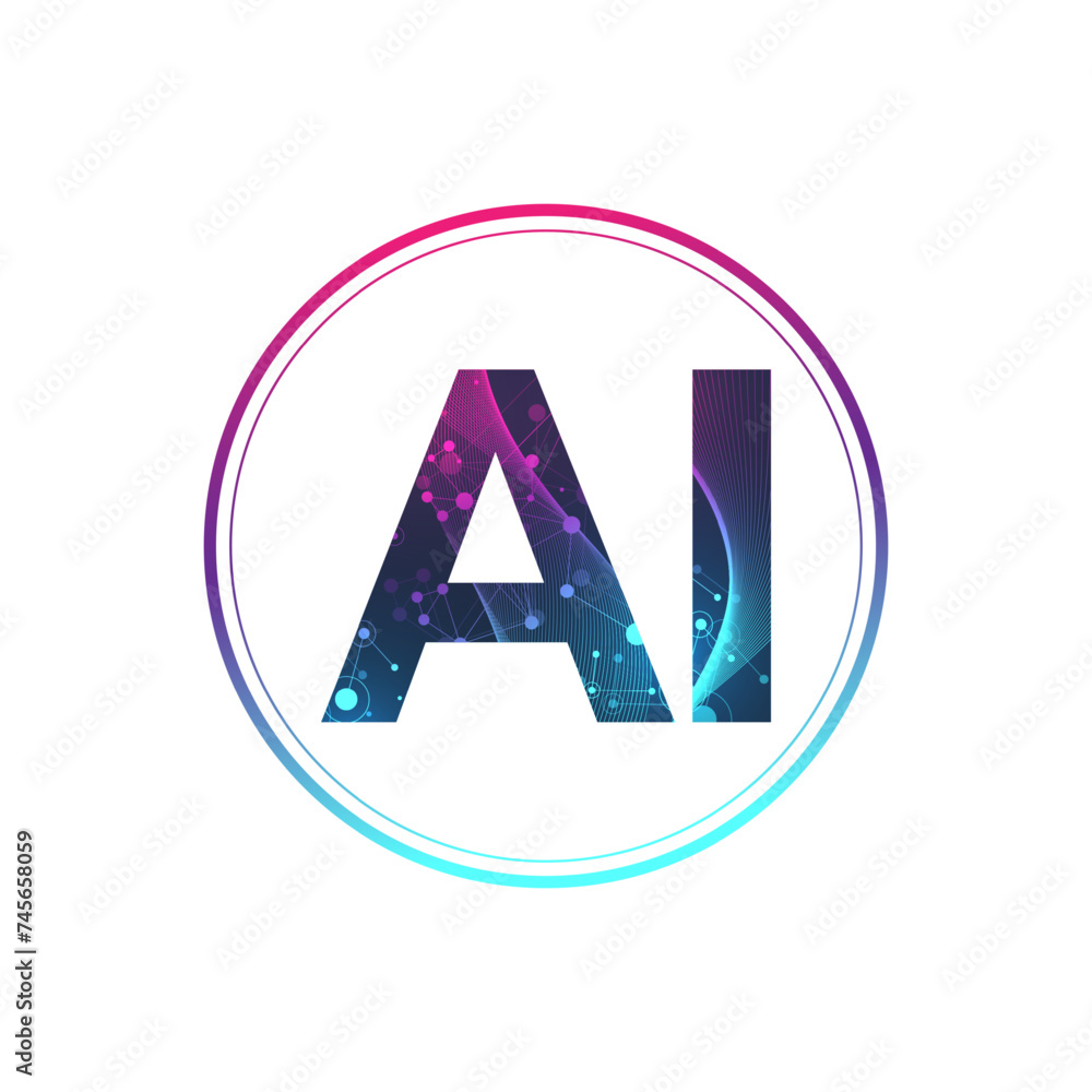 Aufkleber AI Generative Banner Concept In The Digital Style. Generative Ideas Design Element For Internet Technology. Futuristic Technology Concept Artificial Intelligence.