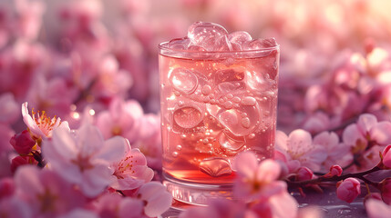 春を感じるピンク色の飲み物 - obrazy, fototapety, plakaty