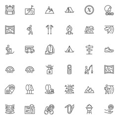 Fototapeta premium Travel outdoor line icons set