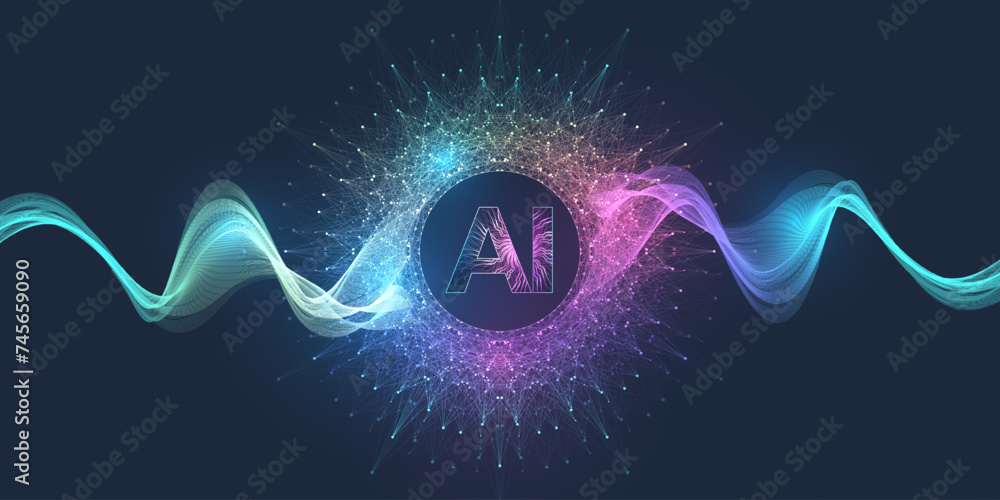 Aufkleber AI Generative Banner Concept In The Digital Style. Generative Ideas Design Element For Internet Technology. Futuristic Technology Concept Artificial Intelligence.