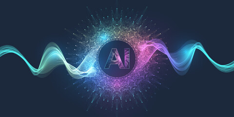 AI Generative Banner Concept In The Digital Style. Generative Ideas Design Element For Internet Technology. Futuristic Technology Concept Artificial Intelligence.