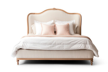 beige bed isolated on transparent background png file