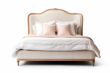 beige bed isolated on transparent background png file