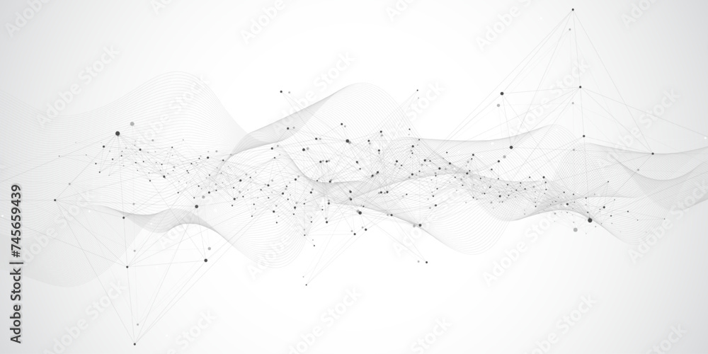 Fototapete Global network connection banner design template. Header social network communication in the global business concept. Big data visualization. Internet technology