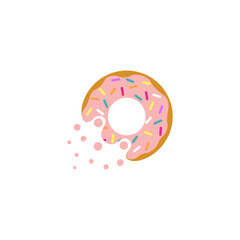cute flying donuts or rocket donuts vector illustration logo concept
