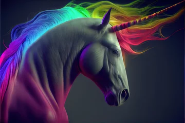 Fototapete Pony Realistic rainbow unicorn. AI generated.  © writerfantast