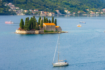 St. George Island near Perast, Montenegro and boats