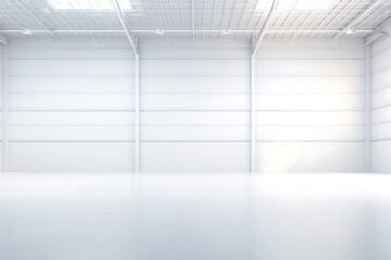 3d render of empty white room with light and reflections on floor
