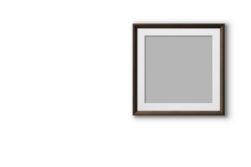Template frame mockup on a yellow surface wall, PNG transparency with shadow